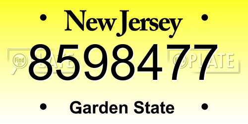 8598477 New Jersey License Plate
