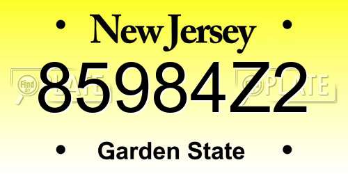 85984Z2 New Jersey License Plate