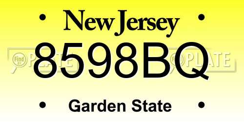 8598BQ New Jersey License Plate
