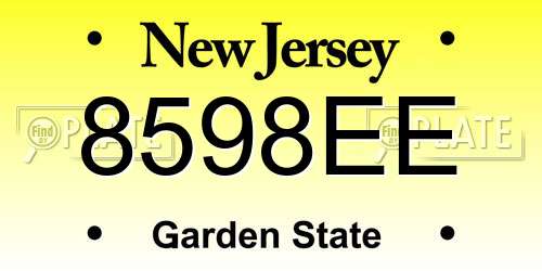 8598EE New Jersey License Plate