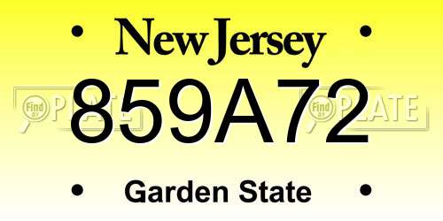 859A72 New Jersey License Plate