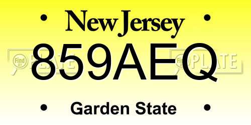 859AEQ New Jersey License Plate