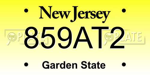 859AT2 New Jersey License Plate