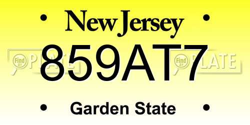 859AT7 New Jersey License Plate