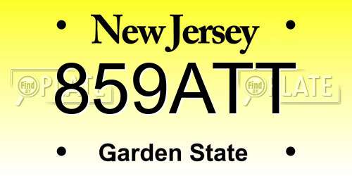 859ATT New Jersey License Plate