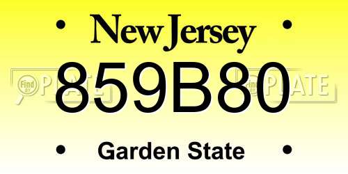 859B80 New Jersey License Plate