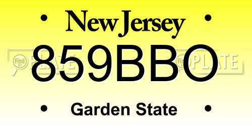 859BBO New Jersey License Plate