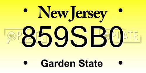 859SB0 New Jersey License Plate