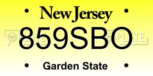 859SBO New Jersey License Plate