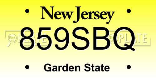 859SBQ New Jersey License Plate