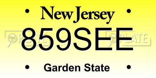 859SEE New Jersey License Plate