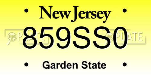 859SS0 New Jersey License Plate