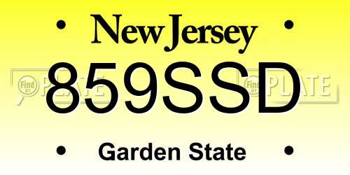 859SSD New Jersey License Plate