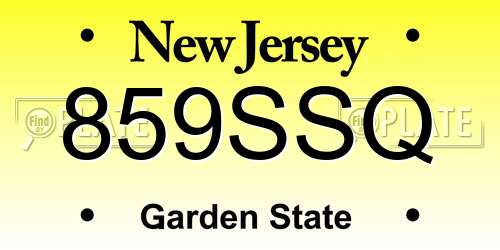 859SSQ New Jersey License Plate