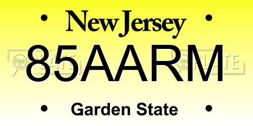 85AARM New Jersey License Plate