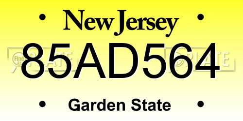 85AD564 New Jersey License Plate