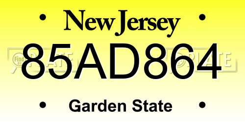 85AD864 New Jersey License Plate