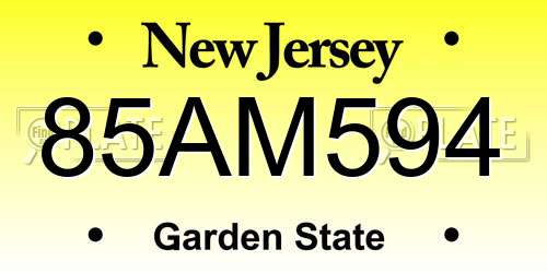 85AM594 New Jersey License Plate