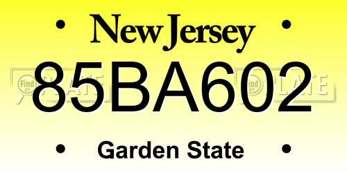 85BA602 New Jersey License Plate