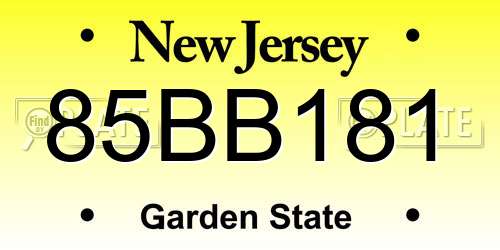 85BB181 New Jersey License Plate