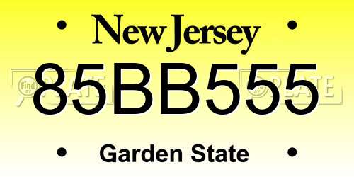 85BB555 New Jersey License Plate