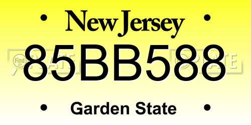 85BB588 New Jersey License Plate