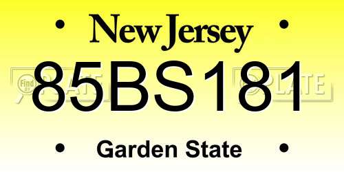 85BS181 New Jersey License Plate