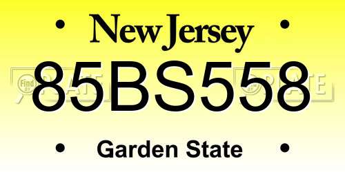 85BS558 New Jersey License Plate