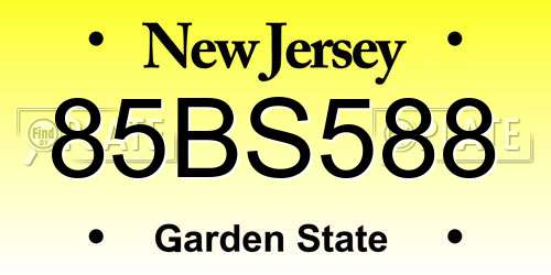 85BS588 New Jersey License Plate