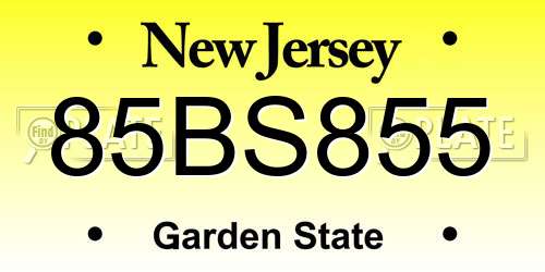 85BS855 New Jersey License Plate