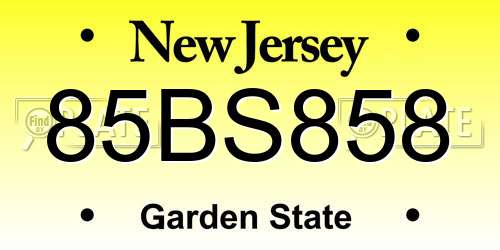 85BS858 New Jersey License Plate
