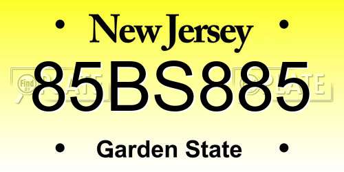 85BS885 New Jersey License Plate