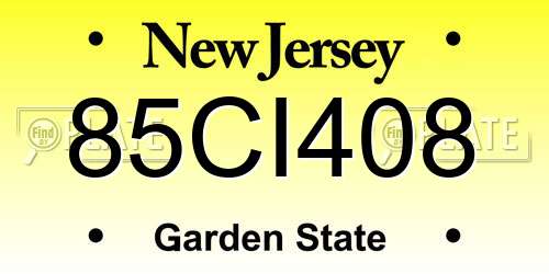 85CI408 New Jersey License Plate
