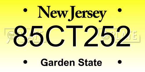 85CT252 New Jersey License Plate