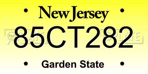 85CT282 New Jersey License Plate