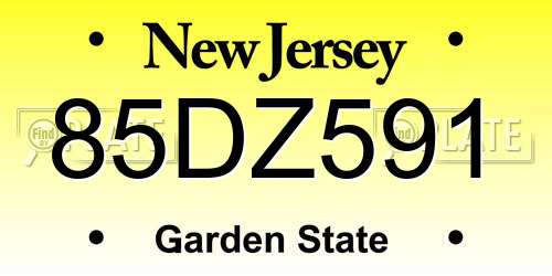 85DZ591 New Jersey License Plate