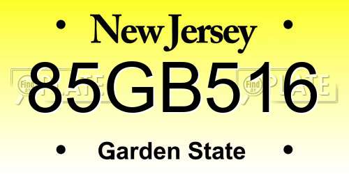 85GB516 New Jersey License Plate