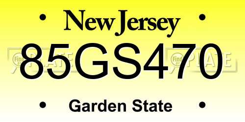 85GS470 New Jersey License Plate