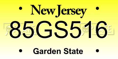 85GS516 New Jersey License Plate