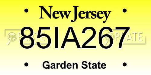 85IA267 New Jersey License Plate