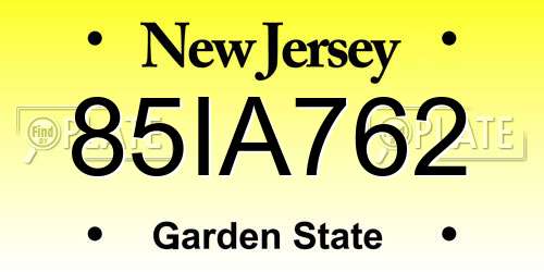 85IA762 New Jersey License Plate