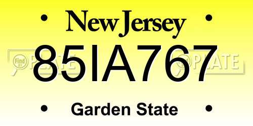 85IA767 New Jersey License Plate