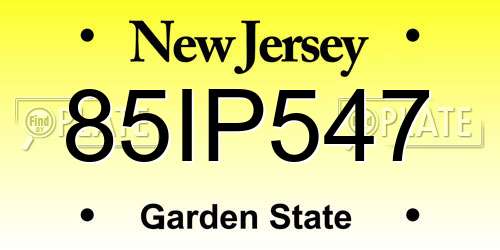 85IP547 New Jersey License Plate