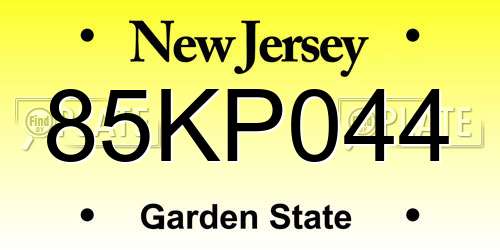 85KP044 New Jersey License Plate