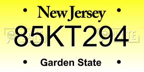 85KT294 New Jersey License Plate