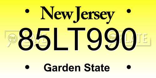 85LT990 New Jersey License Plate