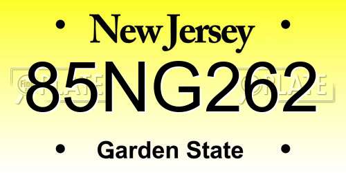 85NG262 New Jersey License Plate