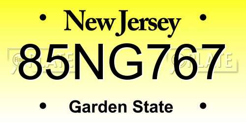 85NG767 New Jersey License Plate