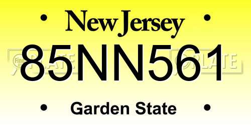 85NN561 New Jersey License Plate