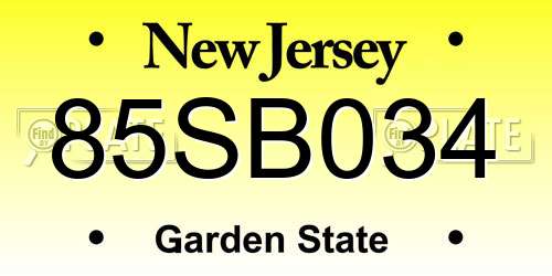 85SB034 New Jersey License Plate